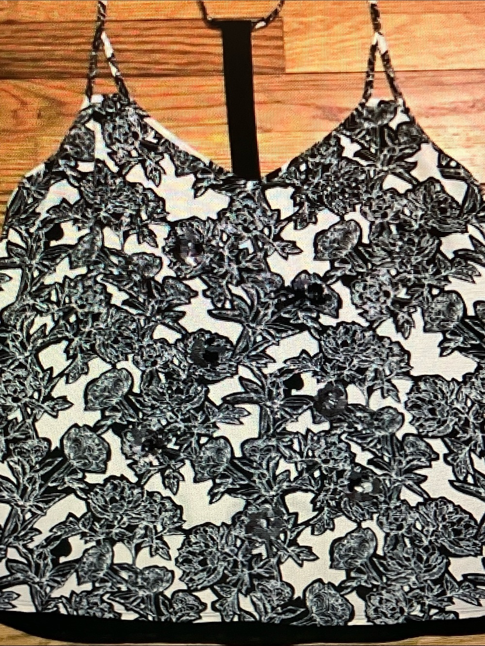Express Black & White Floral Lace-Detail Cami
